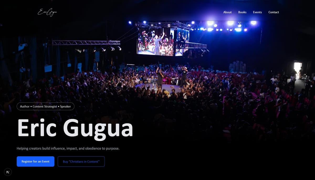 eric gugua website heropage interface