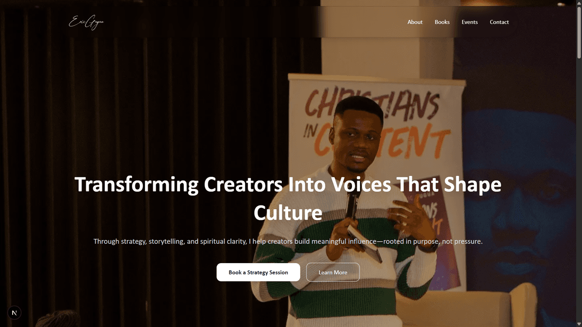 eric gugua website heropage interface